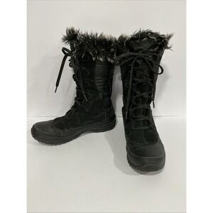 The North Face Nuptse Purna women's size 7 black puffer faux fur topped boots